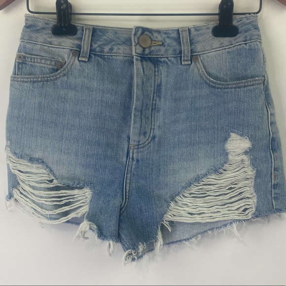ASOS Jean Shorts High Rise Ripped Denim Shorts Size 4 - Picture 2 of 7